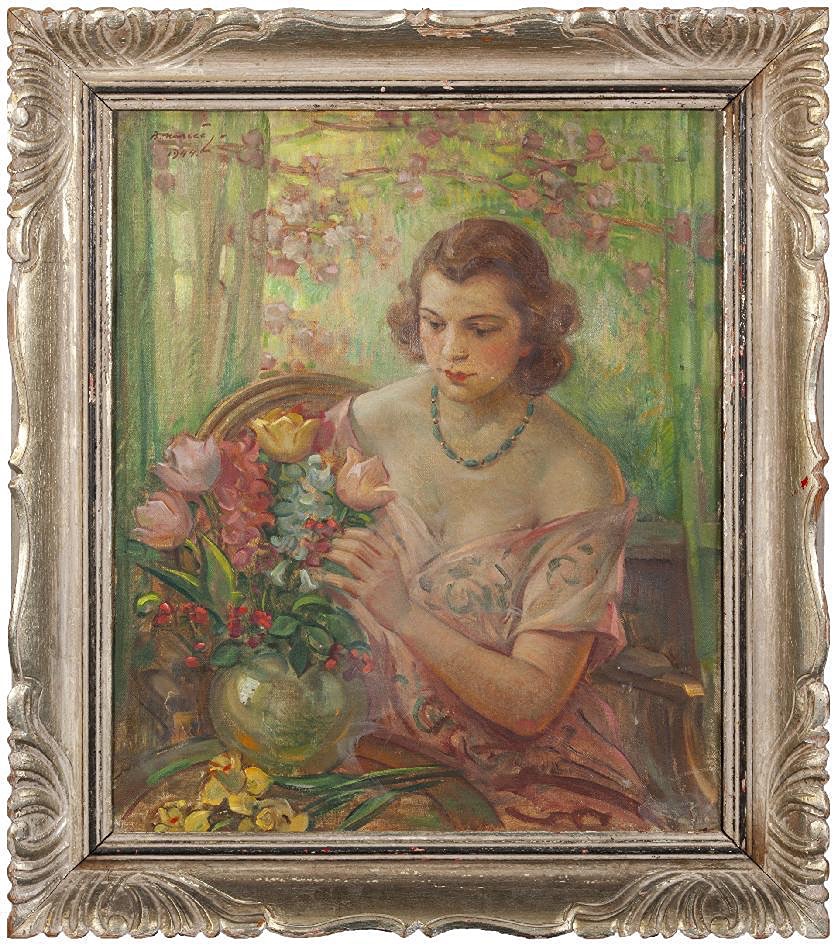 Bohumil Mareček (1884 - 1962) - Dívka s květinami