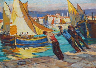 Vlastimil Košvanec (1887 - 1961) - Večer na moři