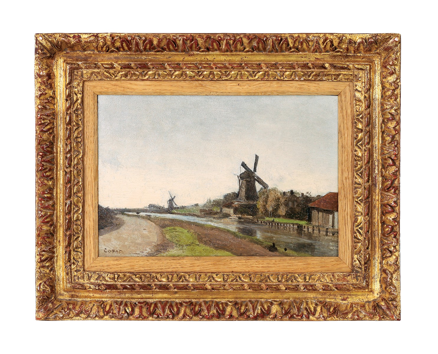 Jean Baptiste Camille Corot (1796 - 1875) - Environs de Rotterdam. Moulins a vent