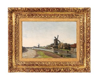 Jean Baptiste Camille Corot (1796 - 1875) - Environs de Rotterdam. Moulins a vent