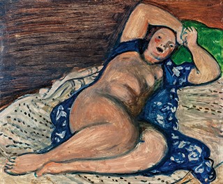 Jiří (Georges) Kars (1880 - 1945) - Nu couché sur fond bleu (Nora Berta Kars)