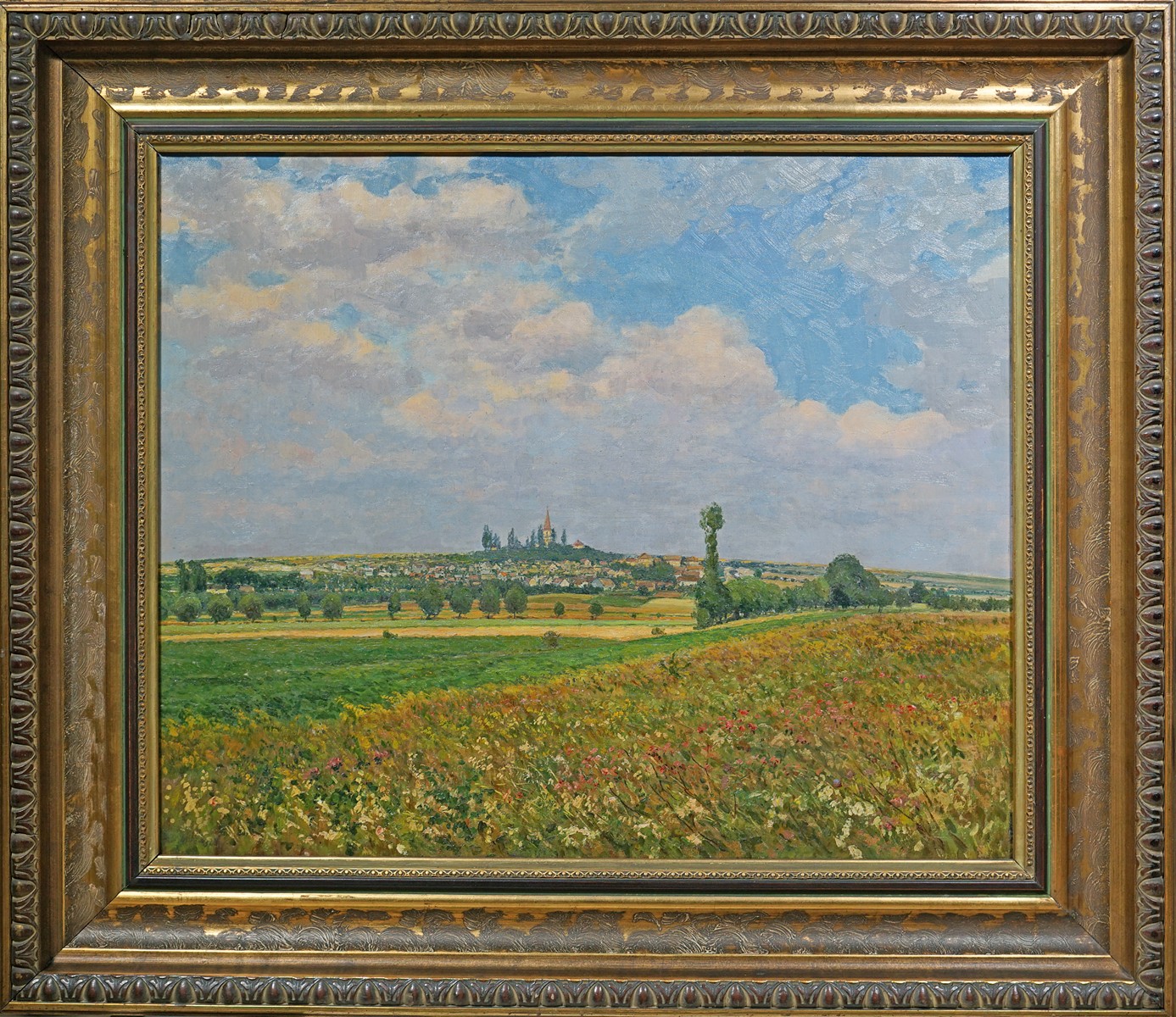 Josef Holub (1870 - 1957) - Pohled z Chvatěrub na Hrombabu v Kralupech