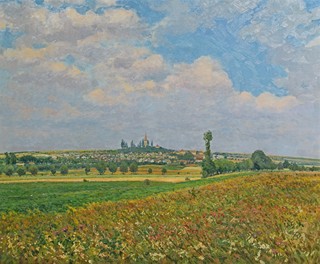 Josef Holub (1870 - 1957) - Pohled z Chvatěrub na Hrombabu v Kralupech