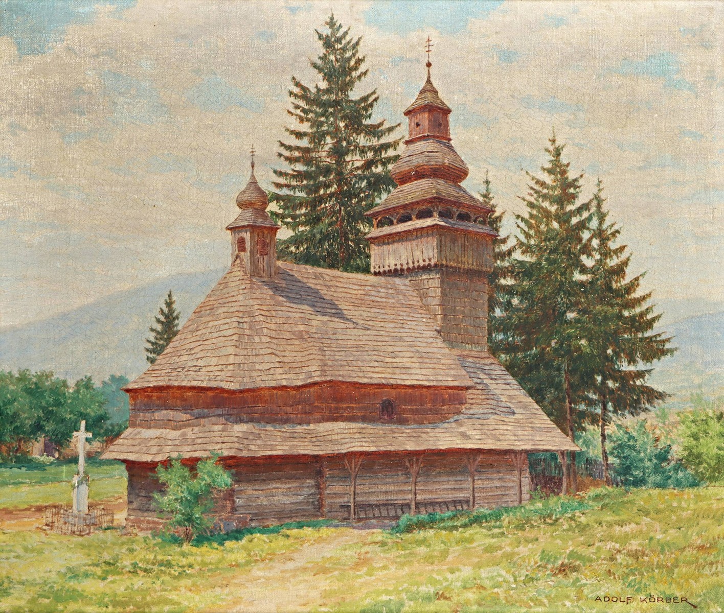 Adolf Körber (1887 – 1967) - Dřevěný kostelík