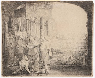 Rembrandt Harmensz van Rijn (1606-1669) - Petr a Jan uzdravují chromého u chrámové brány