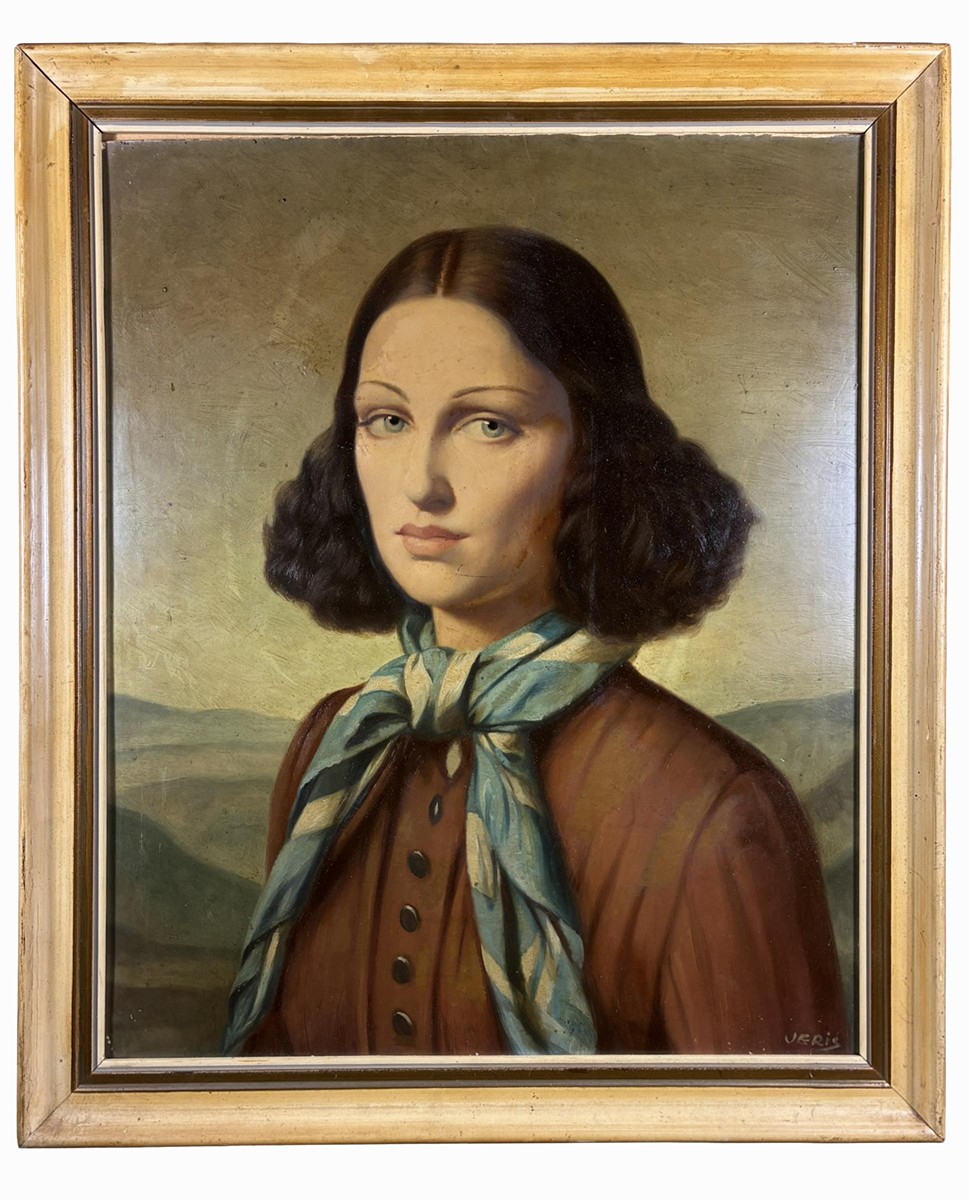 Veris Jaroslav Zamazal (1900 - 1983) - Portrét dívky v šátku