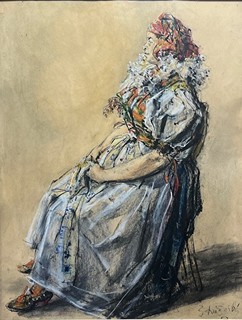 František Strážnický (1913 - 1985) - Stárka s kapesníčkem