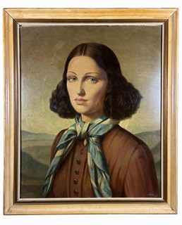 Veris Jaroslav Zamazal (1900 - 1983) - Portrét dívky v šátku