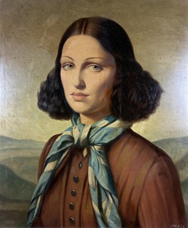 Veris Jaroslav Zamazal (1900 - 1983) - Portrét dívky v šátku