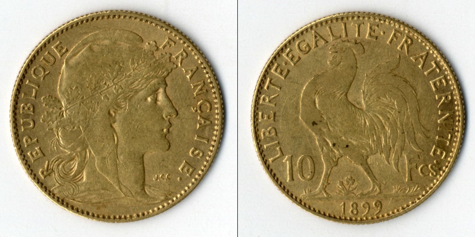 Zlatá mince - 10-ti frank - Francie 1899