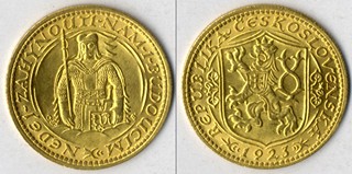 Zlatá mince - Svatováclavský 1 dukát - Československo 1923