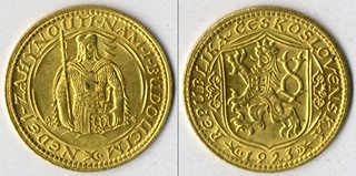 Zlatá mince - Svatováclavský 1 dukát - Československo 1923