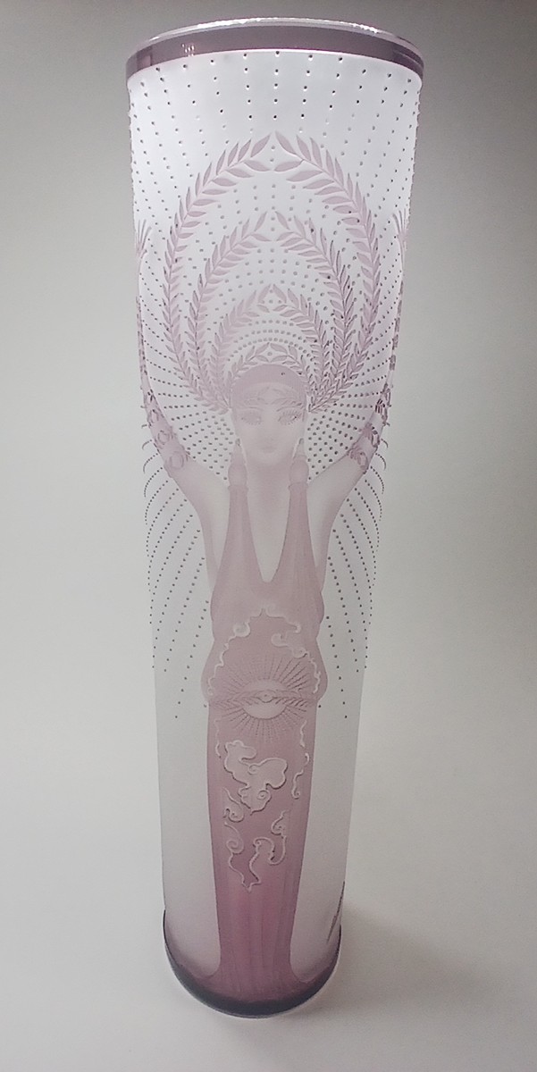 Romain Erté (1892 - 1990) - Art deco skleněná váza Diana, Erte je často považovaný za otce stylu art deco