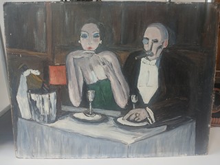 obraz Jazz Club z období art deco, ručně malovaná olejomalba na desce