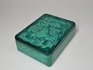 Curt Schlevogt - Vzácná art deco krabička z malachitového skla, Ingrid Glass