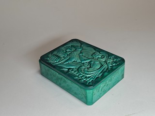 Curt Schlevogt - Vzácná art deco krabička z malachitového skla, Ingrid Glass