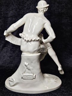 Hugo Meisel - Art deco porcelánová socha Harlekýna, Rosenthal