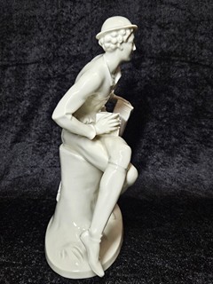 Hugo Meisel - Art deco porcelánová socha Harlekýna, Rosenthal