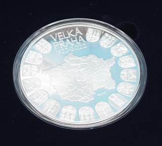 2021 - 10 000 Kč - Mimořádná pamětní stříbrná mince ke 100. výročí založení Velké Prahy - 1 kg - 0.999 Ag - LEŠTĚNÁ