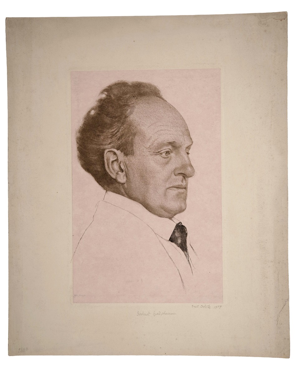 Emil Orlik - Spisovatel Gerhart Hauptmann v poloprofilu