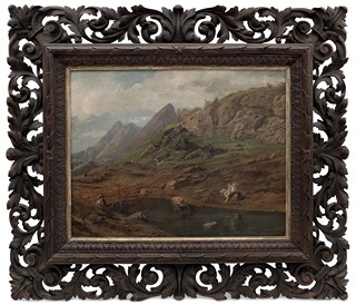 Bedřich Havránek - Horská krajina s figurální stafáží