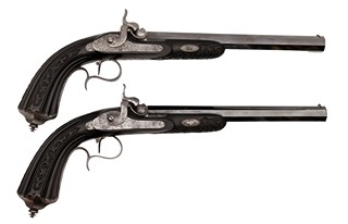 Párové perkusní pistole v kazetě, Imbert, Marseille