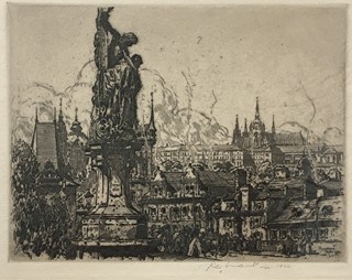Jan Charles Vondrouš (1884 - 1970) -  Pohled na Pražský hrad z Karlova mostu