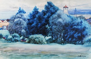 Josef Matějka (1881 - 1953) - Stromy před vesnicí