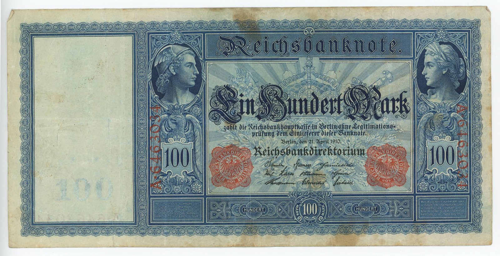 NĚMECKO – KAISERREICH, REICHSBANKNOTEN, KOLEKCE 3 KS, 1908–1910