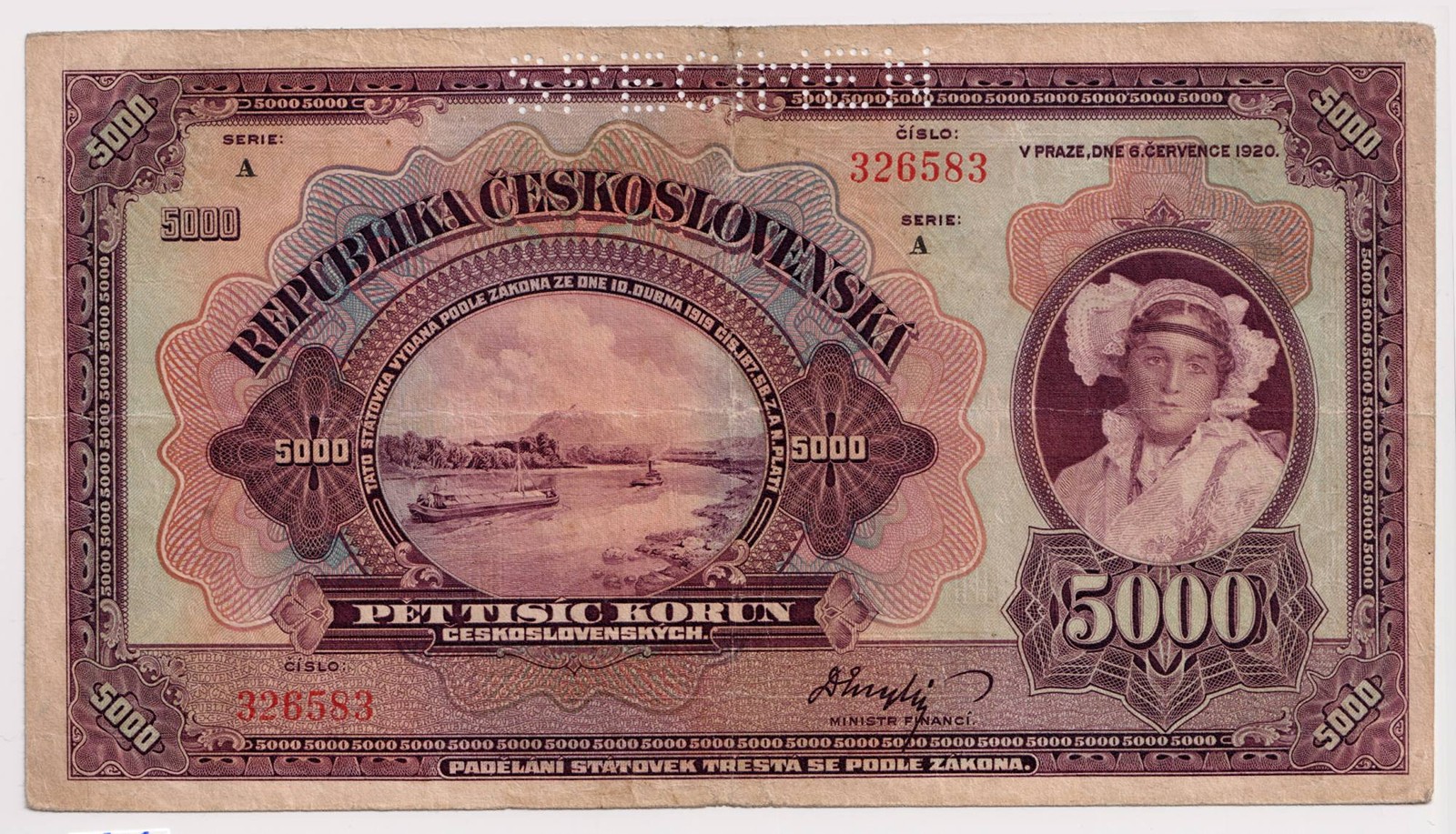 5000 KORUN ČESKOSLOVENSKÝCH