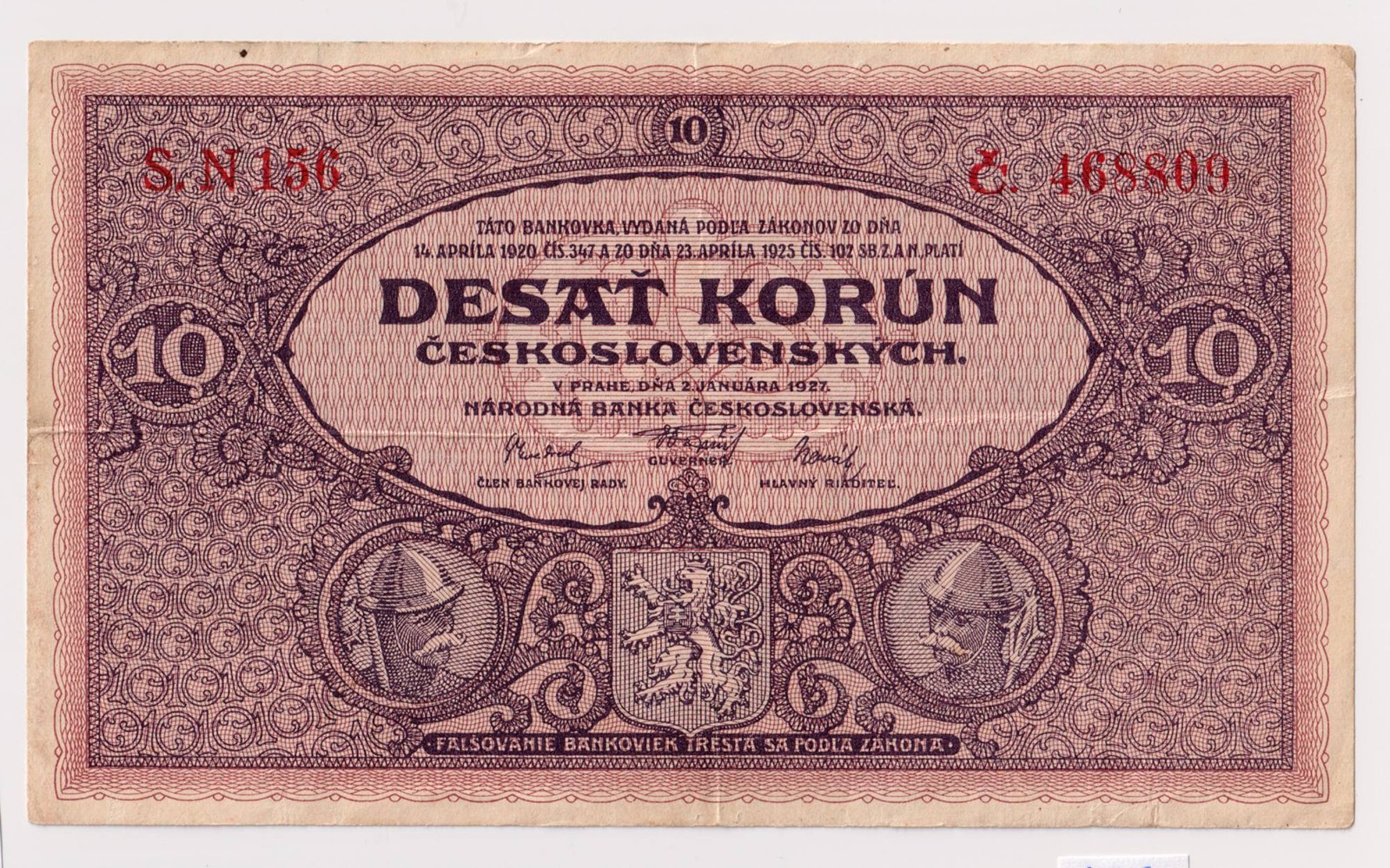 10 KORUN ČESKOSLOVENSKÝCH