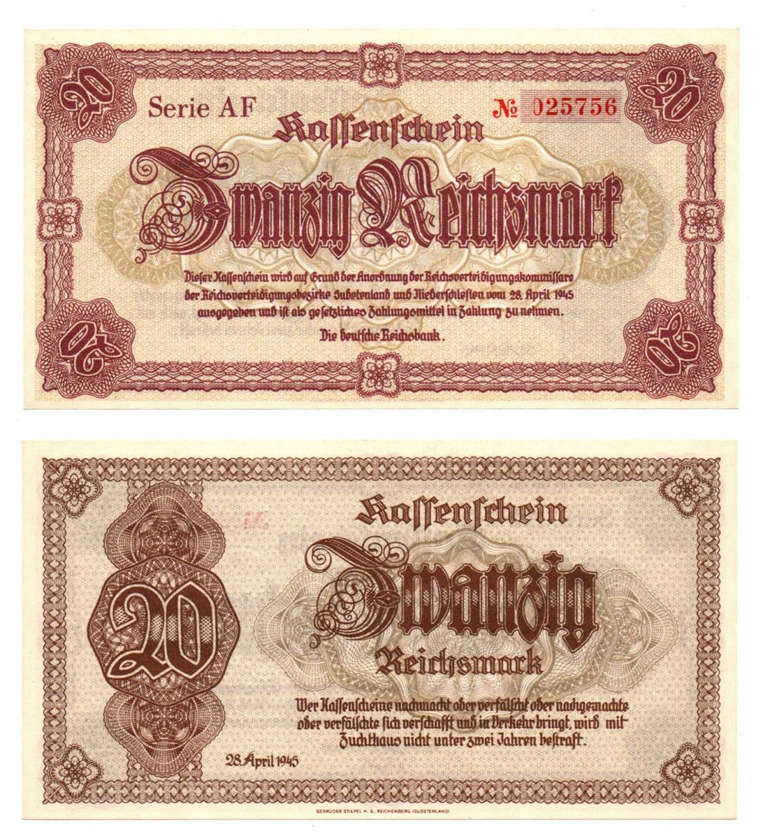NĚMECKO - 20 REICHSMARK / 20 ŘÍŠSKÝCH MAREK