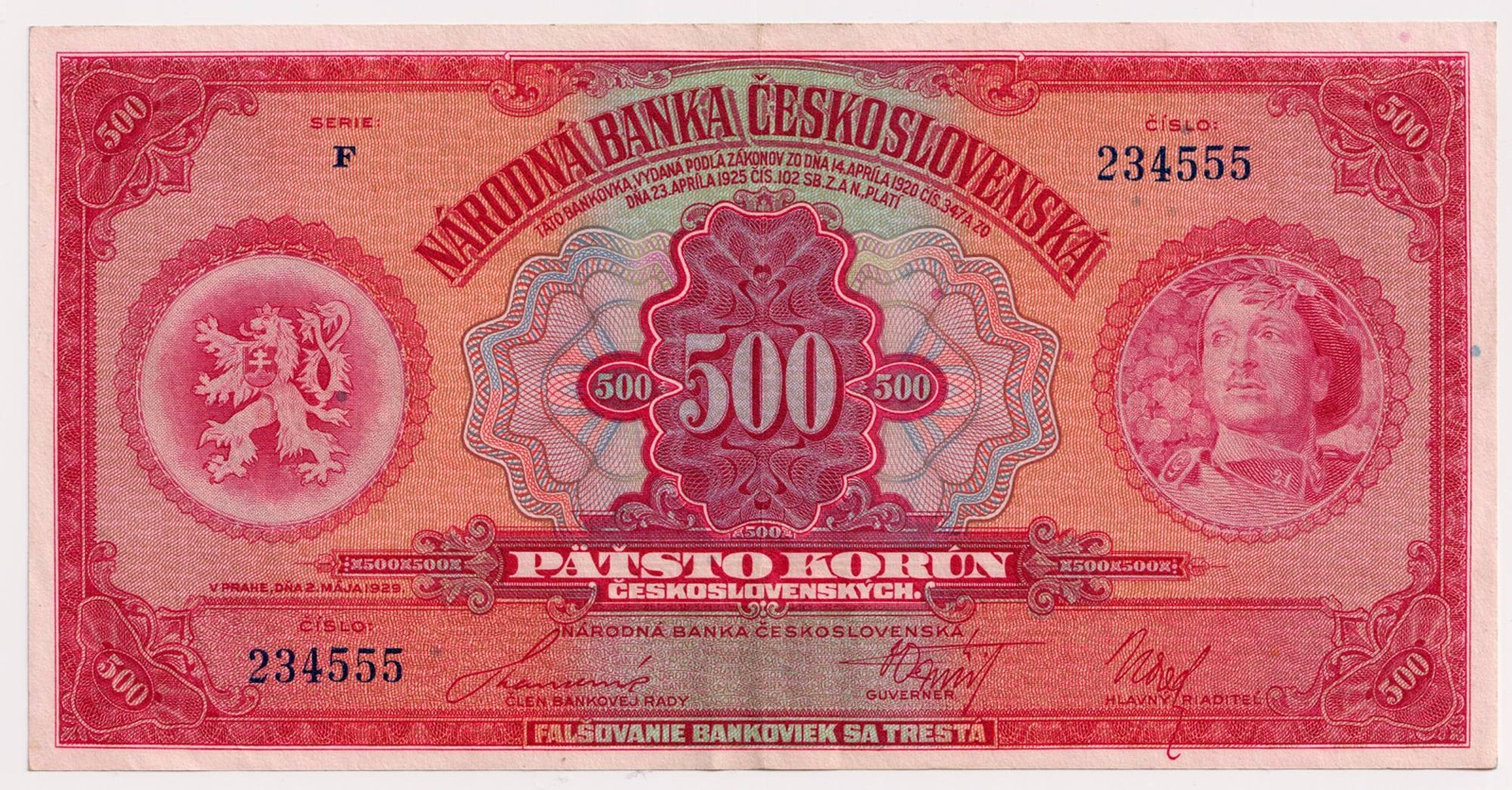 500 KORUN ČESKOSLOVENSKÝCH