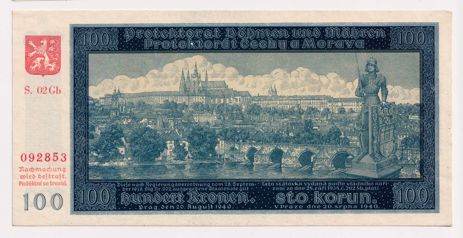 100 KORUN ČESKOSLOVENSKÝCH
