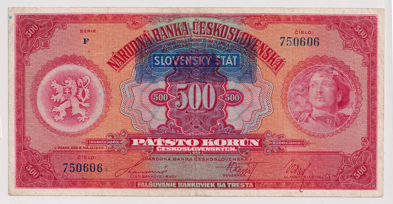 500 KORUN ČESKOSLOVENSKÝCH