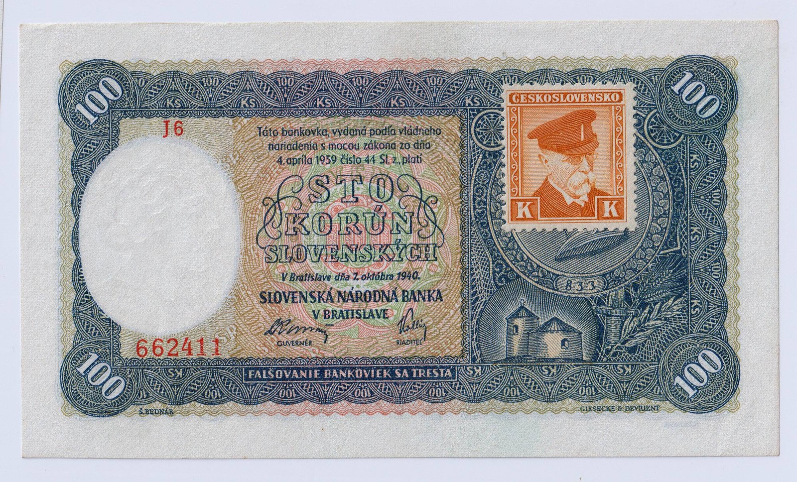 100 KORUN SLOVENSKÝCH