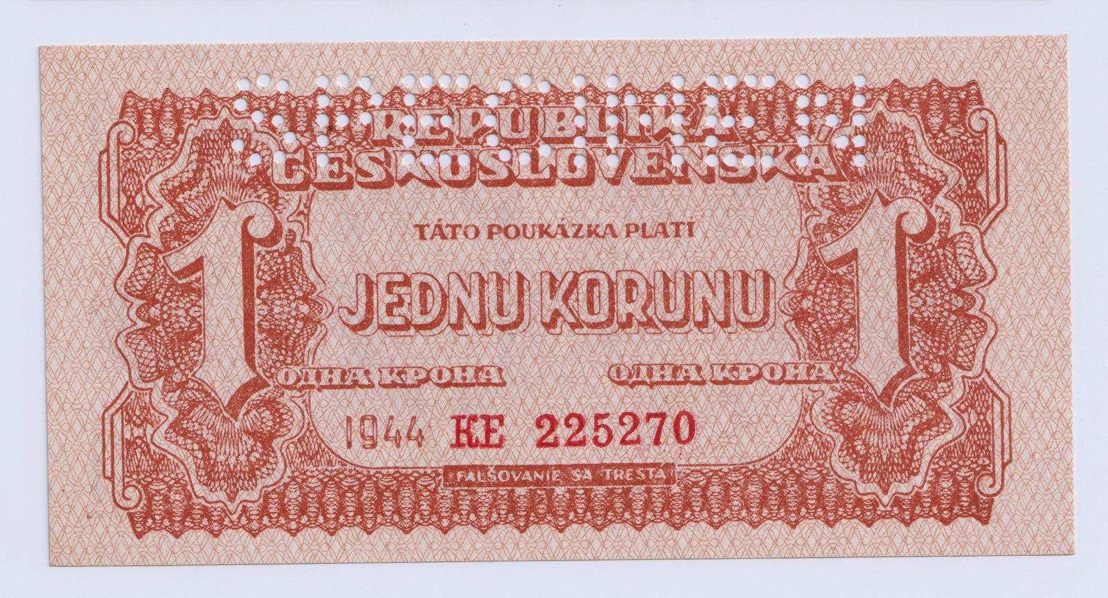 1 KORUNA ČESKOSLOVENSKÁ