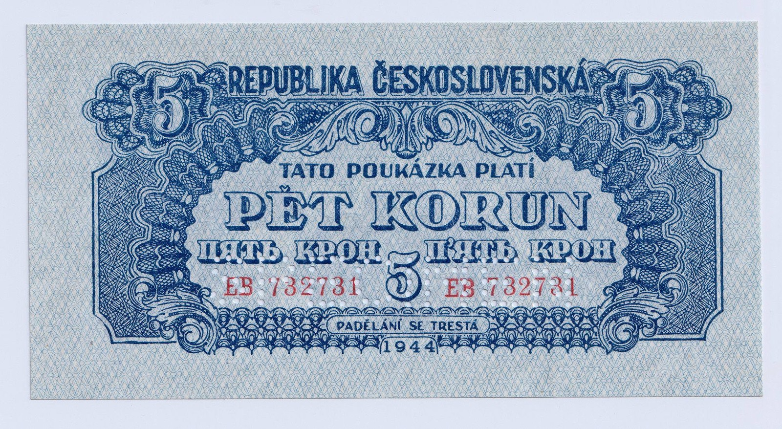 5 KORUN ČESKOSLOVENSKÝCH