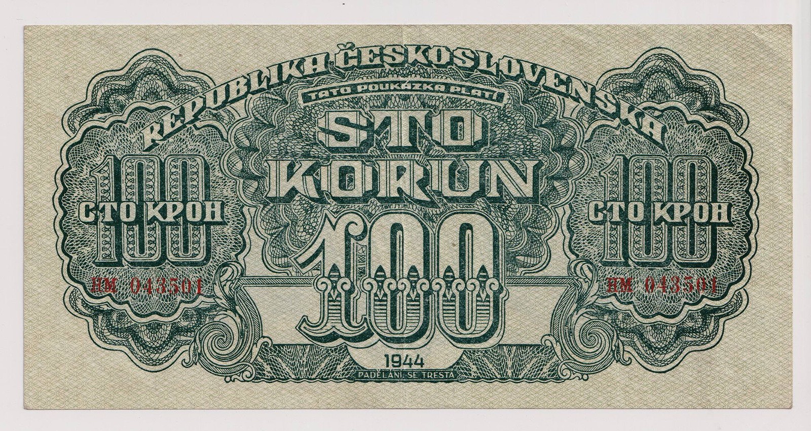 100 KORUN ČESKOSLOVENSKÝCH
