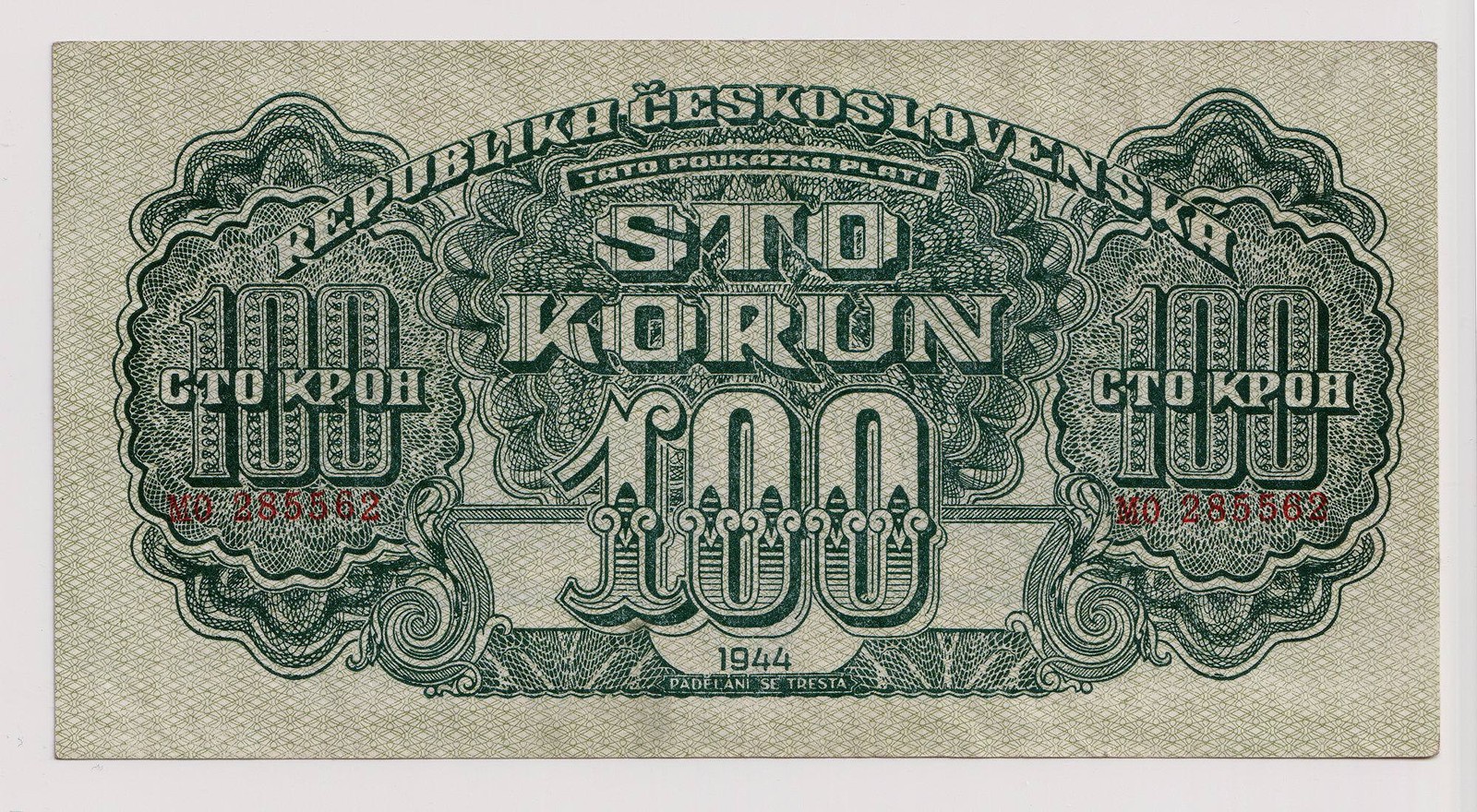 100 KORUN ČESKOSLOVENSKÝCH