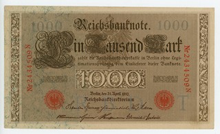 NĚMECKO – KAISERREICH, REICHSBANKNOTEN, KOLEKCE 3 KS, 1908–1910