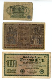 NĚMECKO, REICHSBANKNOTEN A INFLAČNÍ NOTGELD, KOLEKCE 21 KS