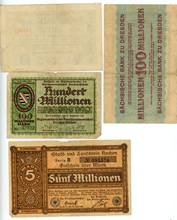 NĚMECKO, REICHSBANKNOTEN A INFLAČNÍ NOTGELD, KOLEKCE 21 KS