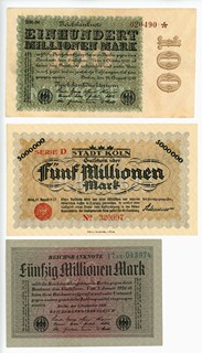 NĚMECKO, REICHSBANKNOTEN A INFLAČNÍ NOTGELD, KOLEKCE 21 KS