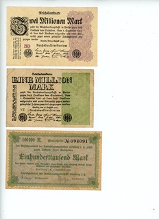 NĚMECKO, REICHSBANKNOTEN A INFLAČNÍ NOTGELD, KOLEKCE 21 KS