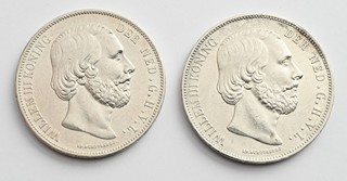 DVĚ STŘÍBRNÉ OBĚŽNÉ MINCE 2½ GULDEN