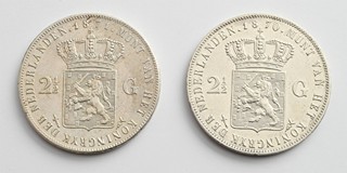DVĚ STŘÍBRNÉ OBĚŽNÉ MINCE 2½ GULDEN