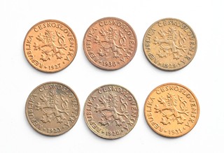 ŠEST OBĚŽNÝCH MINCÍ: 5 HALÉŘŮ