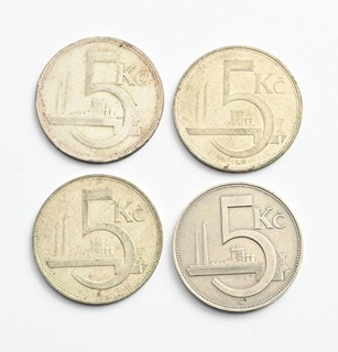 ČTYŘI OBĚŽNÉ MINCE: 5 KORUN