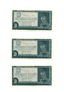 REPUBLIKA ČESKOSLOVENSKÁ, 50 KORUN ČESKOSLOVENSKÝCH (PÄŤDESIAT KORÚN)